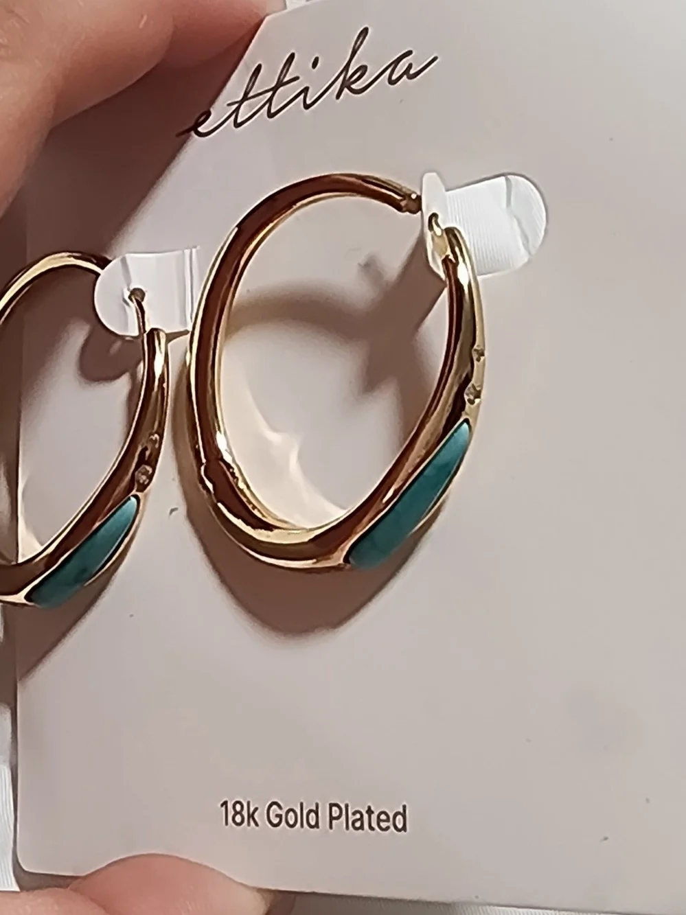 ettika Gold Hoop Earrings with Turquoise Accent